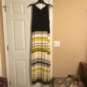 Black & Yellow Stripe Maxi Dress